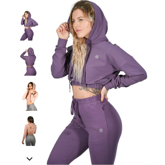 Til You Collapse Cropped Purple Hoodie - Picture 1 of 4